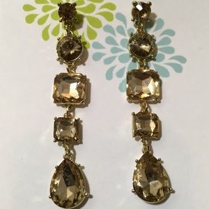 Sparkly Pale Amber Dangle Earrings